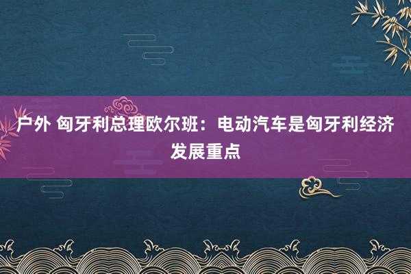 户外 匈牙利总理欧尔班：电动汽车是匈牙利经济发展重点