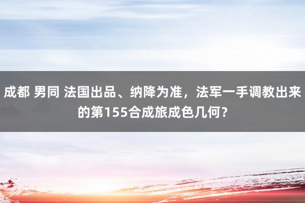 成都 男同 法国出品、纳降为准，法军一手调教出来的第155合成旅成色几何？