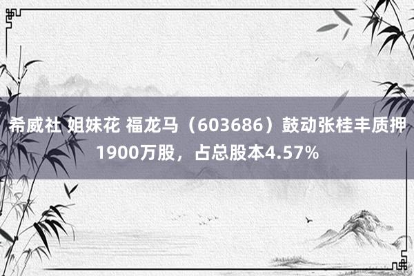 希威社 姐妹花 福龙马（603686）鼓动张桂丰质押1900万股，占总股本4.57%