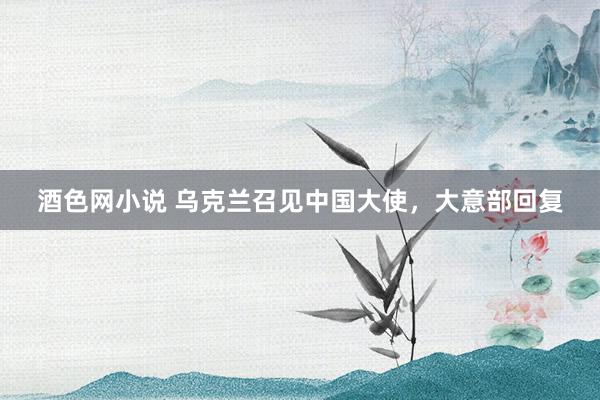 酒色网小说 乌克兰召见中国大使，大意部回复